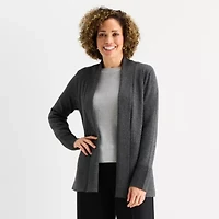 Liz Claiborne Womens Long Sleeve Open Front Tall Cardigan
