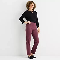 Liz Claiborne Lisa Womens Straight Mid Rise Petite Pull-On Pant