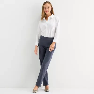 Liz Claiborne Lisa Womens Straight Mid Rise Petite Pull-On Pant
