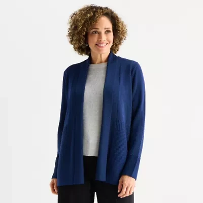 Liz Claiborne Womens Long Sleeve Open Front Cardigan