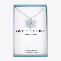 Womens Genuine Blue Topaz Sterling Silver Snowflake 18 Inch Pendant Necklace
