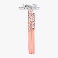(H-I / SI1-SI2) Signature By Modern Bride Womens 1 CT. T.W. Lab Grown White Diamond 10K or 14K Gold Pear Halo Bridal Set
