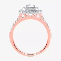 Signature By Modern Bride 1 1/2 CT. T.W. Lab-Grown (H-I / SI1-SI2) Diamond 10K or 14K Gold Emerald Halo Bridal Set