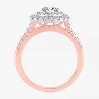 Signature By Modern Bride (H-I / Si1-Si2) Womens 1 1/2 CT. T.W. Lab Grown White Diamond 10K or 14K Gold Pear Halo Bridal Set