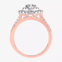 (H-I / SI1-SI2) Signature By Modern Bride Womens 1 1/2 CT. T.W. Lab Grown White Diamond 10K or 14K Gold Oval Halo Bridal Set