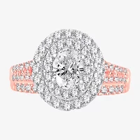 (H-I / SI1-SI2) Signature By Modern Bride Womens 1 1/2 CT. T.W. Lab Grown White Diamond 10K or 14K Gold Oval Halo Bridal Set