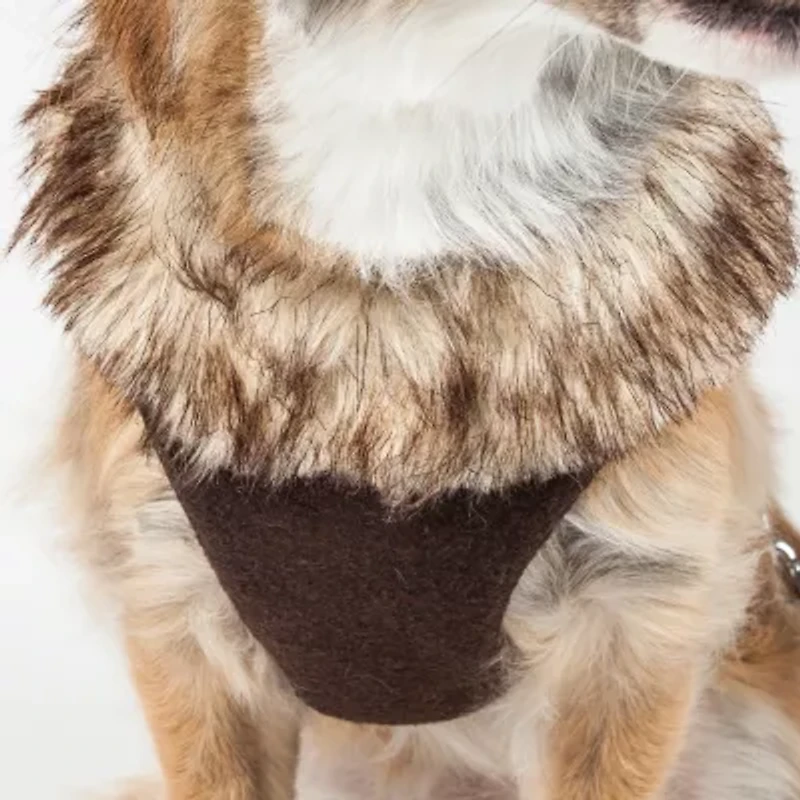 Pet Life Luxe 'Furracious' 2-In-1 Mesh Reversed Adjustable-Leash W/ Removable Fur Collar Dog Harness