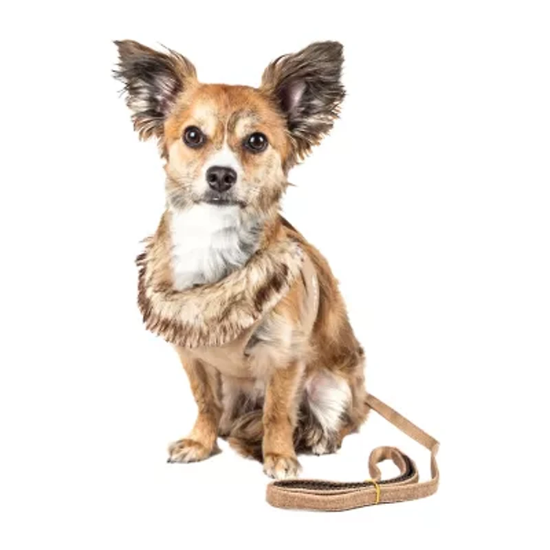 Pet Life Luxe 'Furracious' 2-In-1 Mesh Reversed Adjustable-Leash W/ Removable Fur Collar Dog Harness