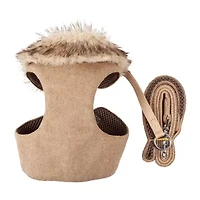 Pet Life Luxe 'Furracious' 2-In-1 Mesh Reversed Adjustable-Leash W/ Removable Fur Collar Dog Harness