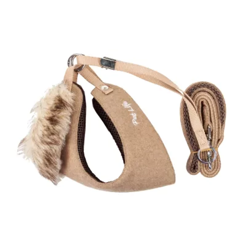 Pet Life Luxe 'Furracious' 2-In-1 Mesh Reversed Adjustable-Leash W/ Removable Fur Collar Dog Harness