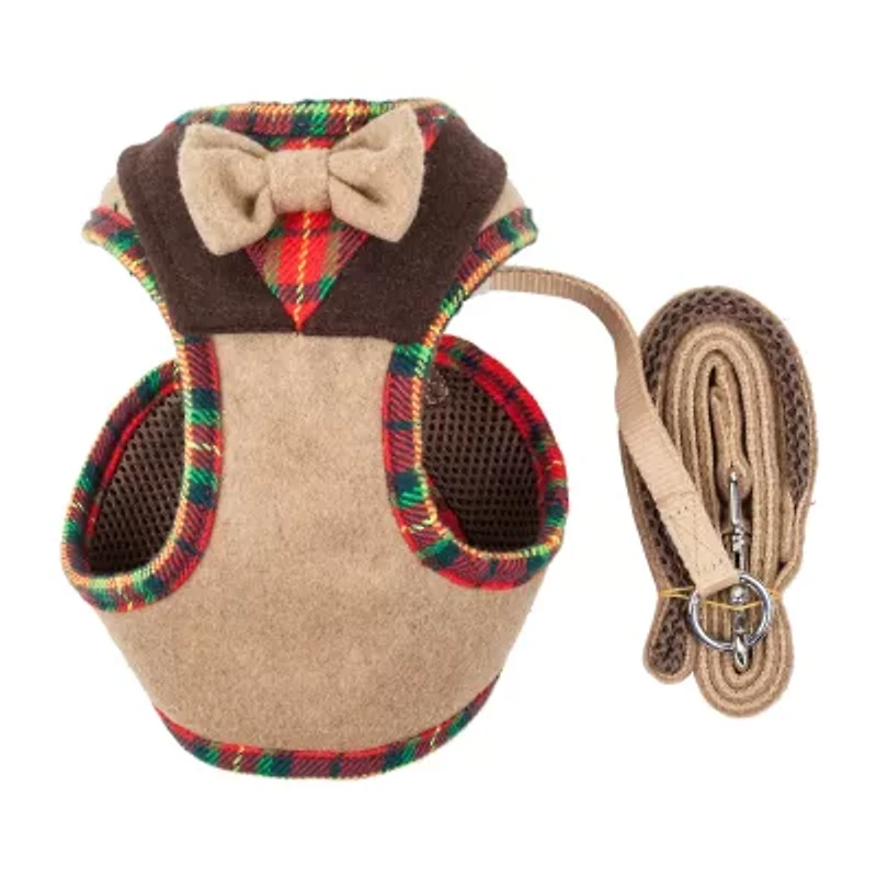 Pet Life Luxe 'Dapperbone' 2-In-1 Mesh Reversed Adjustable-Leash W/ Fashion Bowtie Dog Harness