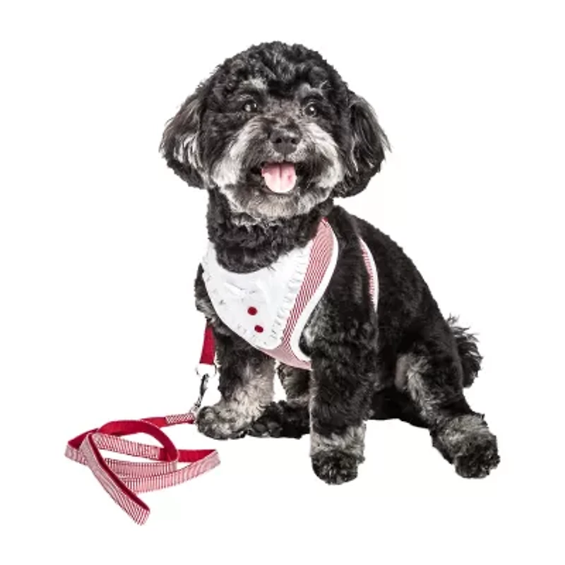 Pet Life Luxe 'Spawling' 2-In-1 Mesh Reversed Adjustable-Leash W/ Fashion Bowtie Dog Harness