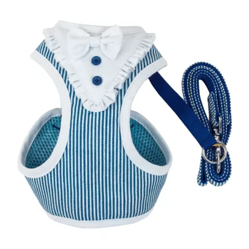 Pet Life Luxe 'Spawling' 2-In-1 Mesh Reversed Adjustable-Leash W/ Fashion Bowtie Dog Harness