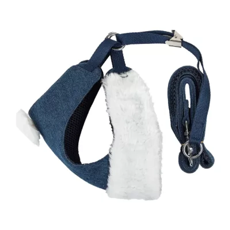 Pet Life Luxe 'Pom Draper' 2-In-1 Mesh Reversed Adjustable-Leash W/ Pom-Pom Bowtie Dog Harness