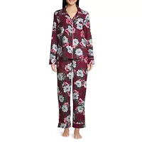 Liz Claiborne Womens Long Sleeve 2-pc. Flannel Pant Pajama Set