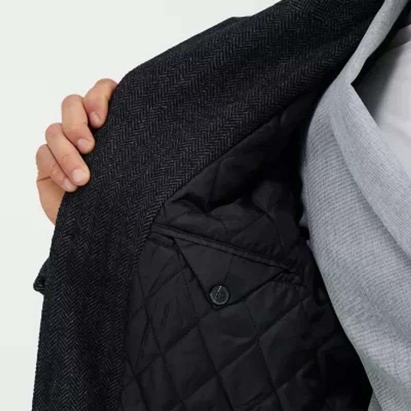 Haggar Brushed Herringbone Mens Midweight Topcoat Coat