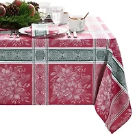 Elrene Home Fashions Poinsettia Plaid Jacquard Rectangle Tablecloth