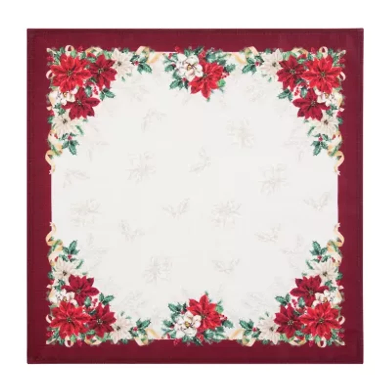 Elrene Home Fashions Poinsettia Garlands Engineered 4-pc. Napkins