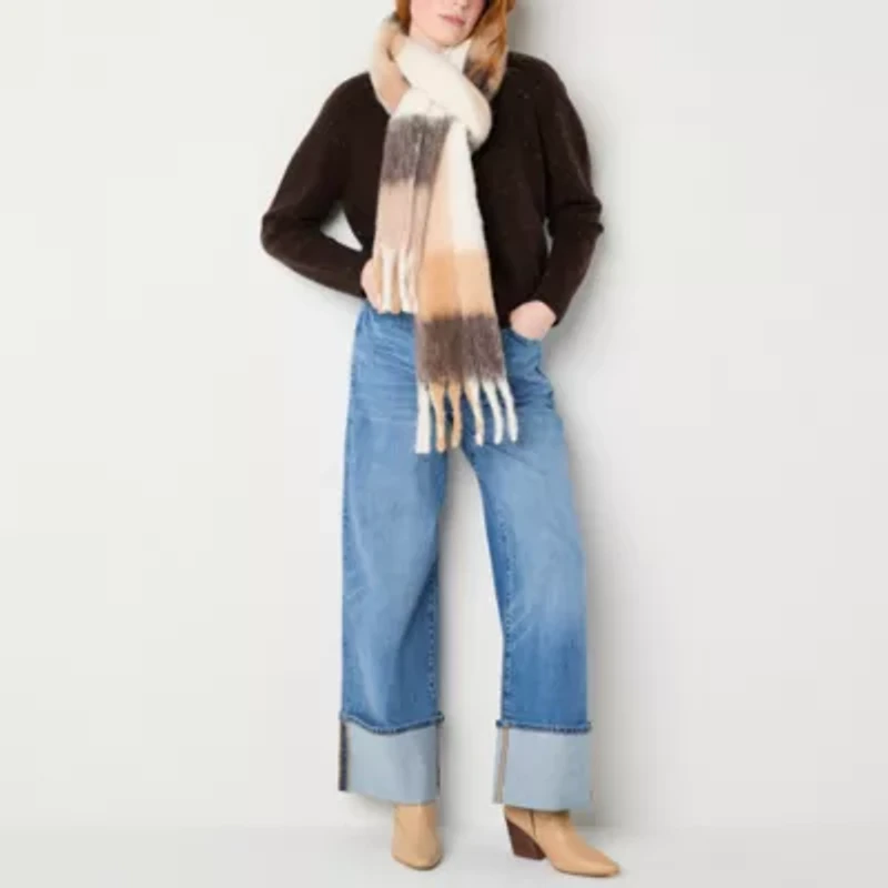 a.n.a Plaid Skinny Scarf