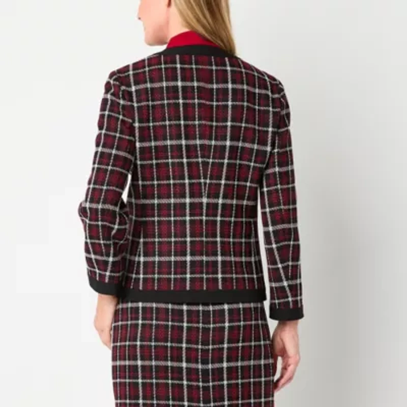 Black Label by Evan-Picone Plaid Womens Regular Fit Suit Jacket