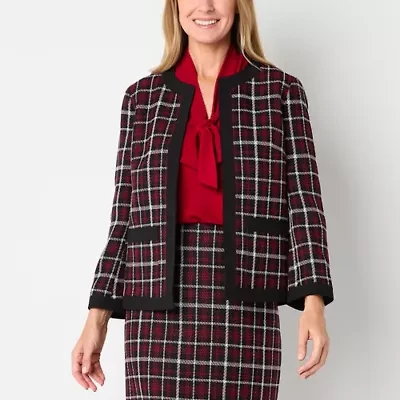 Black Label by Evan-Picone Plaid Womens Regular Fit Suit Jacket