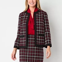 Black Label by Evan-Picone Plaid Womens Regular Fit Suit Jacket