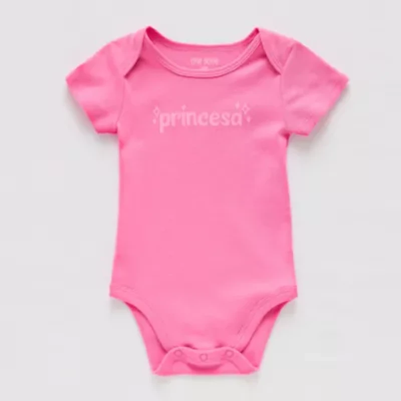 Okie Dokie Baby Girls Round Neck Short Sleeve Rib Bodysuit
