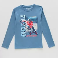 Thereabouts Little & Big Kid Boys Crew Neck Long Sleeve Regular Fit Graphic T-Shirt