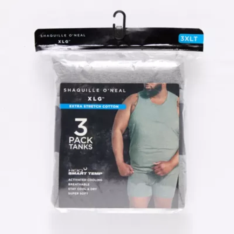 Shaquille O'Neal XLG Heiq Mens Crew Neck Sleeveless 3 Pack Big and Tall Tank