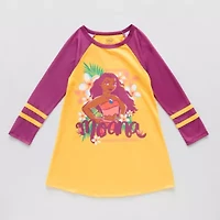 Disney Collection Little & Big Kid Girls Moana Crew Neck Long Sleeve Nightshirt