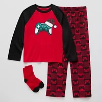 Little & Big Kid Boys Microfleece Crew Neck Long Sleeve 3-pc. Pajama Sets