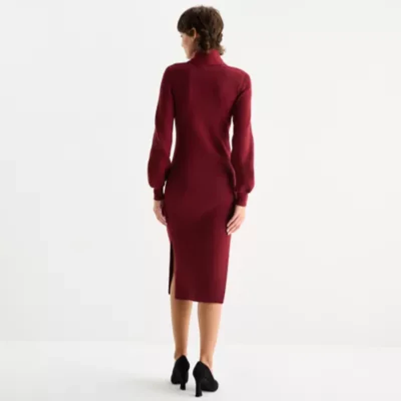 by&by Womens Long Sleeve Midi Sweater Dress Juniors