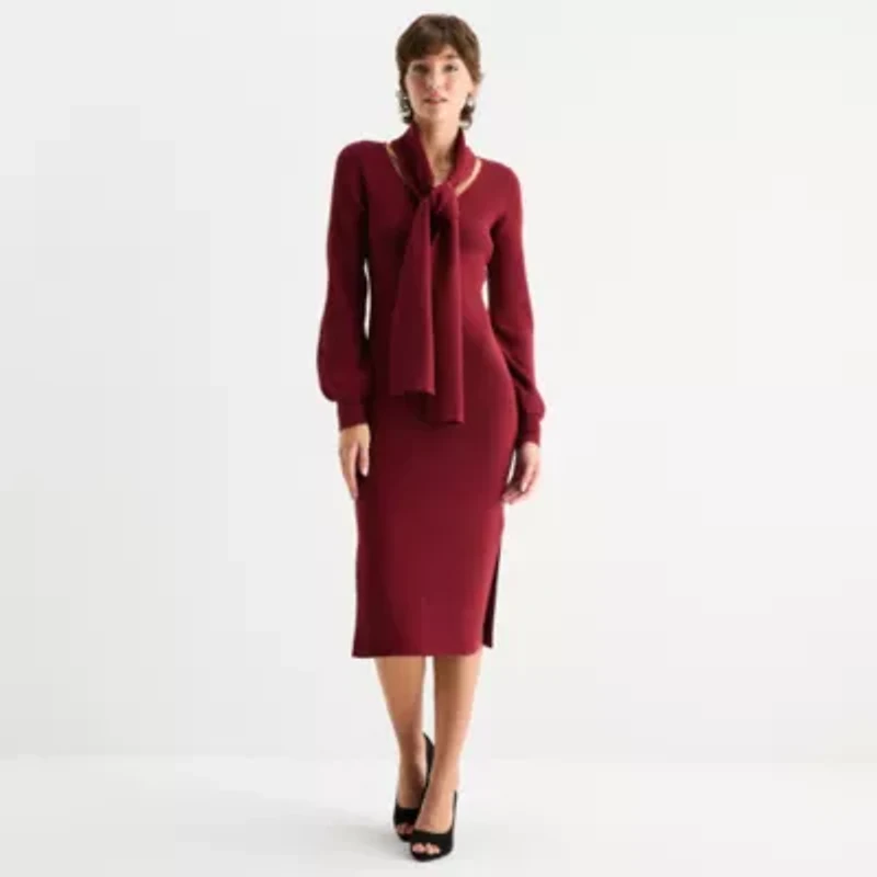 by&by Womens Long Sleeve Midi Sweater Dress Juniors
