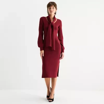 by&by Womens Long Sleeve Midi Sweater Dress Juniors