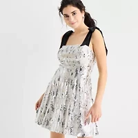 by&by Womens Juniors Sleeveless Sequin Fit + Flare Dress