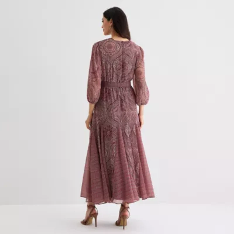 Sam And Jess Womens 3/4 Sleeve Scroll Maxi Dress