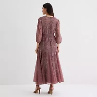 Sam And Jess Womens 3/4 Sleeve Scroll Maxi Dress