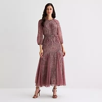 Sam And Jess Womens 3/4 Sleeve Scroll Maxi Dress