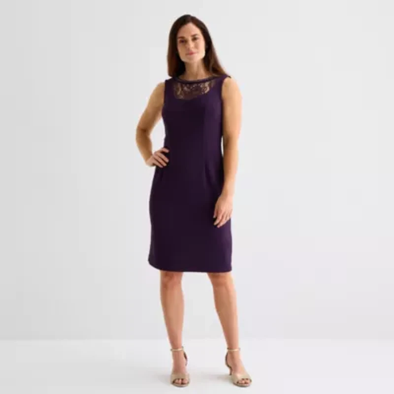 Maya Brooke Womens Lace Pearl Trim Jacket Dress