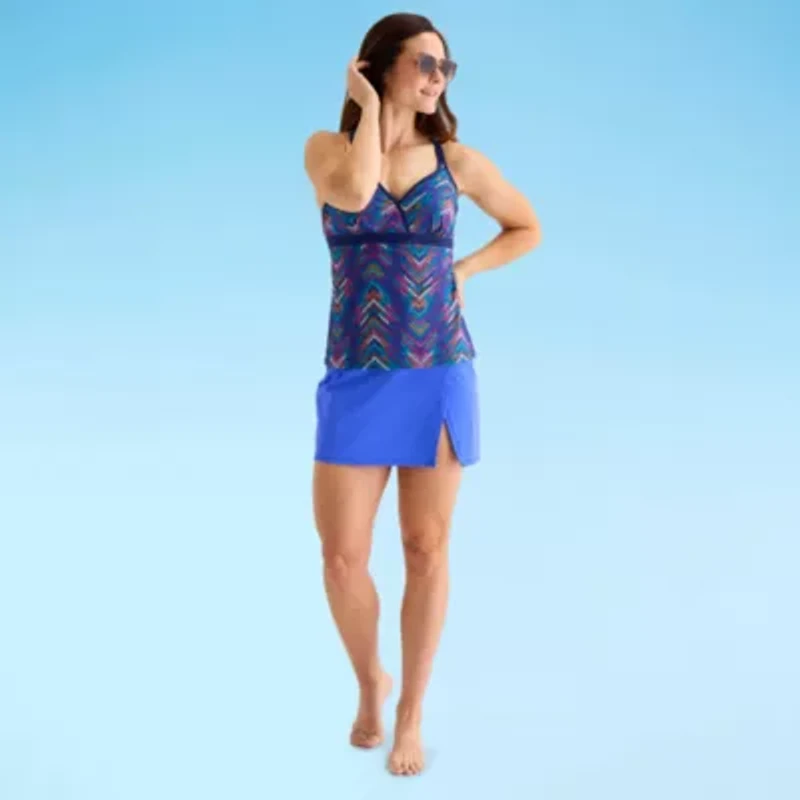 Liz Claiborne Womens Comfort Waistband Swim Skirt