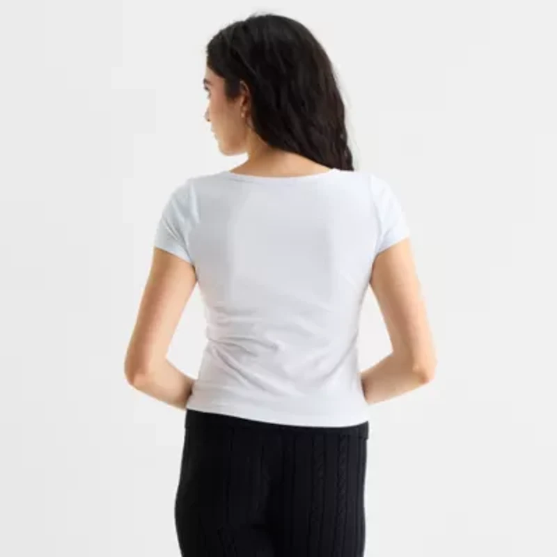 Forever 21 Womens Short Sleeve Fitted Juniors Henley Shirt
