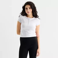 Forever 21 Womens Short Sleeve Fitted Juniors Henley Shirt