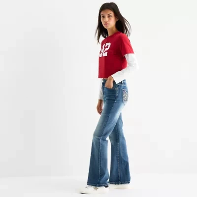 Forever 21 Womens Juniors Mid Rise Bootcut Jean