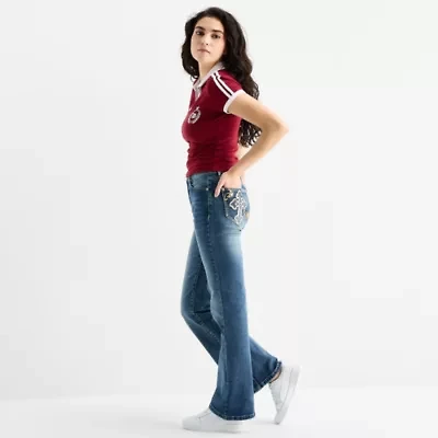 Forever 21 Womens Juniors Mid Rise Bootcut Jean