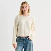 Arizona Juniors Womens Crew Neck Long Sleeve Pullover Sweater