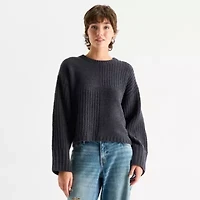 Arizona Juniors Womens Crew Neck Long Sleeve Pullover Sweater