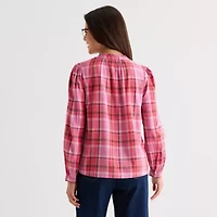 St. John's Bay Womens Round Neck Long Sleeve Blouse