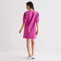 St. John's Bay Womens Elbow Sleeve Midi Shift Dress