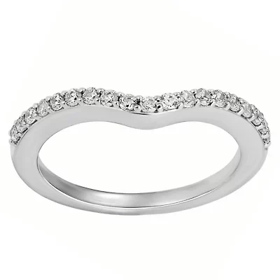 Enchanted Disney Fine Jewelry Womens 2MM 1/4 CT. T.W. Natural White Diamond 14K Gold Cinderella Princess Wedding Band