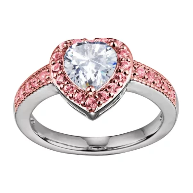 Sparkle Allure Womens Cubic Zirconia Heart Halo Promise Ring